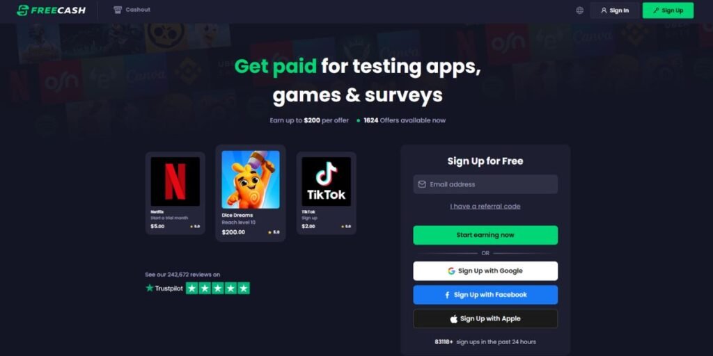 Freecash.com website Freecash.com website