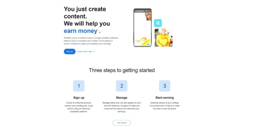Google AdSense website Google AdSense website